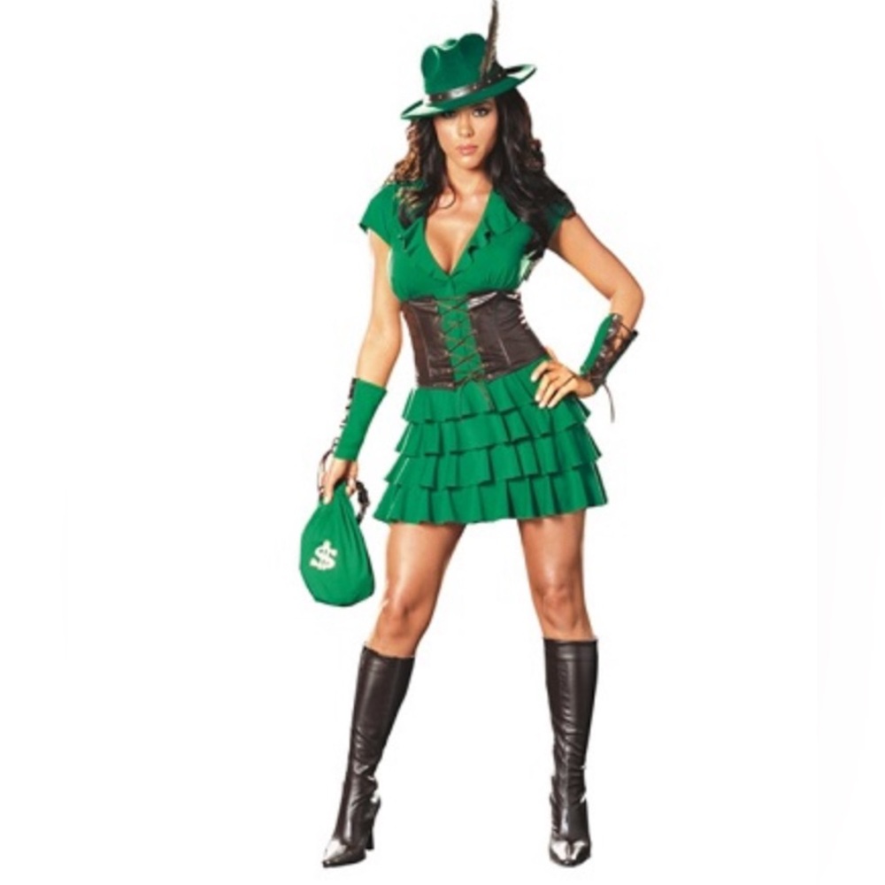 ROBIN HOOD 💚ROBYN DA HOOD💚 6PC GREEN ADULT COSTUME SIZE MEDIUM 🌟NWT🌟